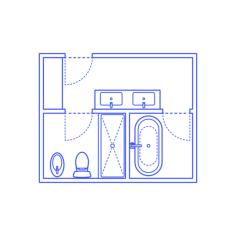 Layouts Bathrooms Primary Split Luxury Bidet U Shape Sketch Svg Vector, Free Vectors File